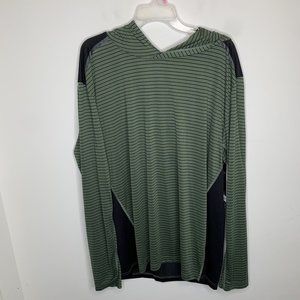NWT Michael Strahan MSX Mens XXL Green/Black Striped Long Sleeve Hoodie